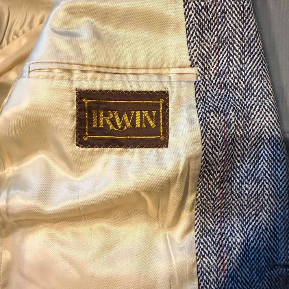 Vintage Chaps Ralph Lauren Tweed Blazer Mens 42 British Wool Herringbone USA